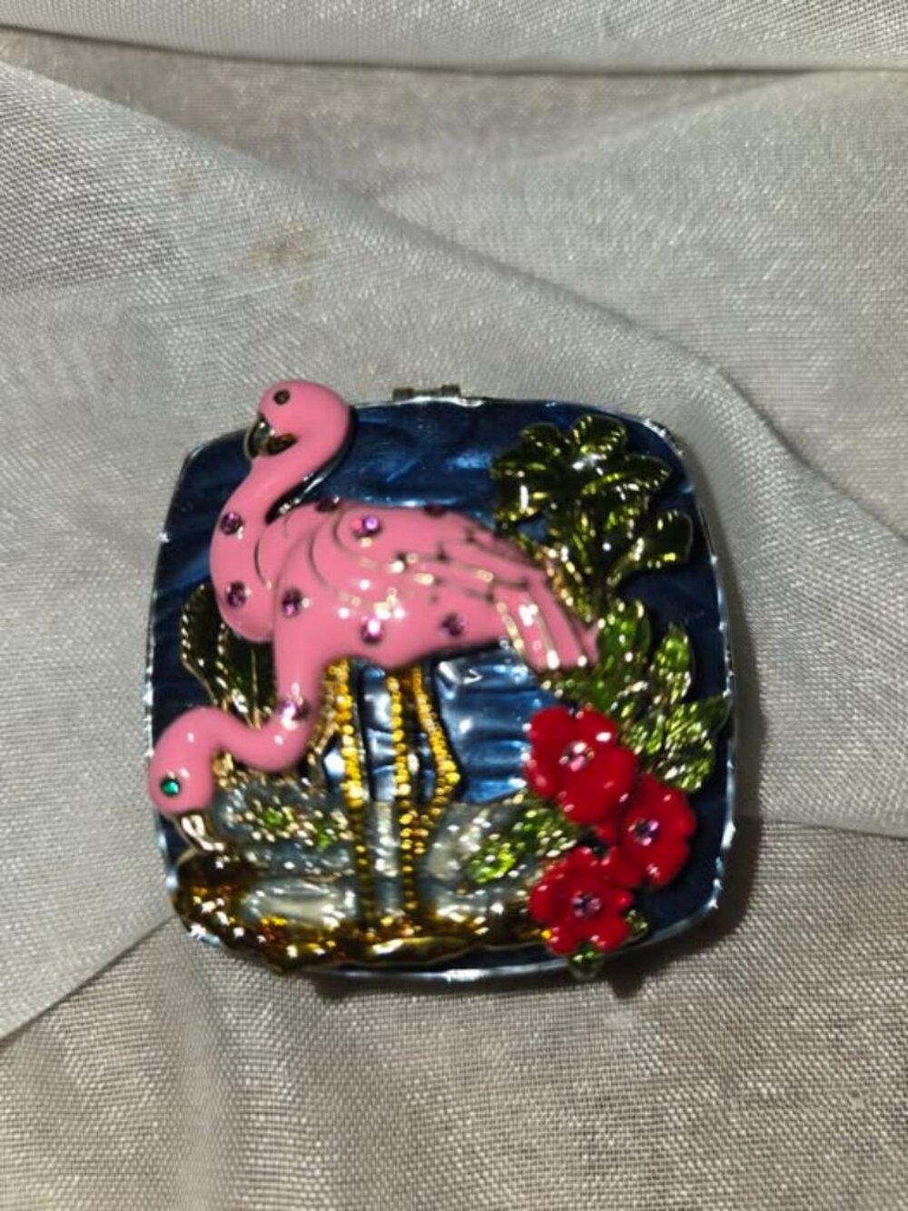 VTG Small, Decorative Trinket Box Enamel Crystals
